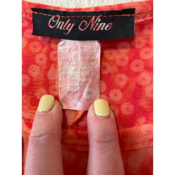 VTG Only Nine Y2K Orange Handkerchief Hem Boho  Preppy Rhinestone Tee Small - Picture 2 of 10